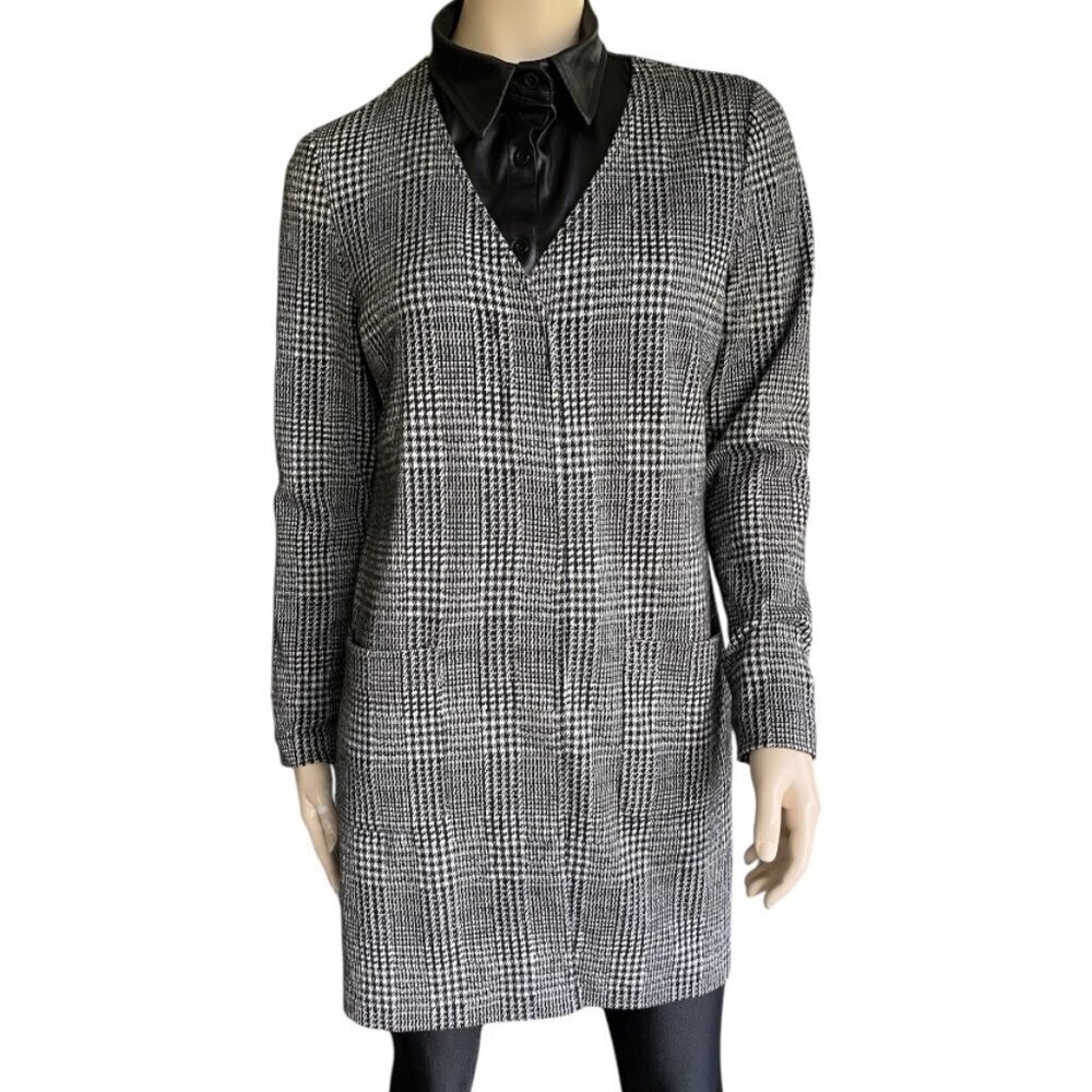Olsen Gray Plaid Glen Check Long Cardigan Sz 6​​
